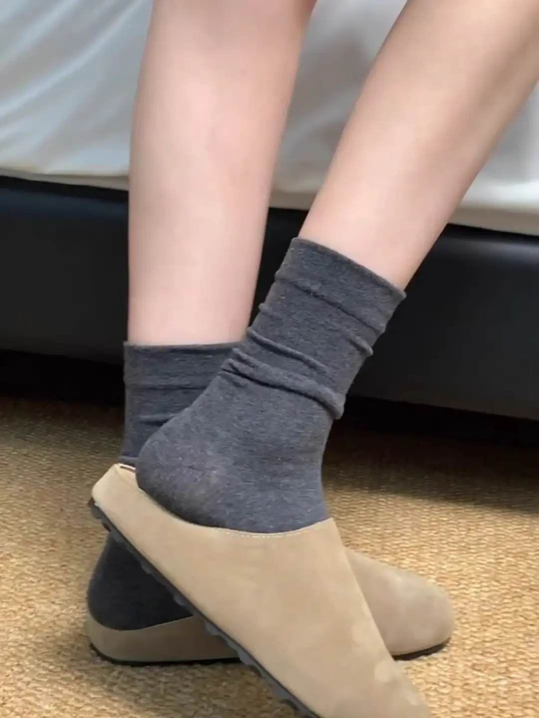 AMUSIVE Anti-Pilling Boneless Moon Socks White Socks Women's Stacked Socks Mid-Tube Cotton Fashionable Socks Loosen Socks Sweat Absorbing