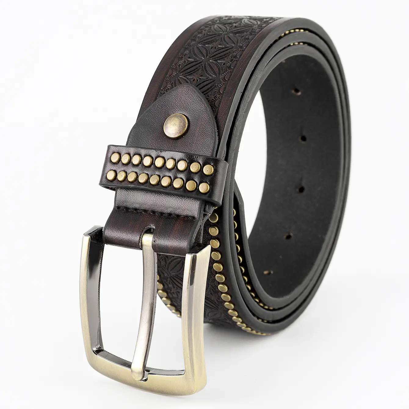 Western Denim Belt Niuron Big Slab Retro Men's Punk PU Belt - Image 4