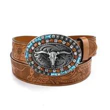 Western Denim Belt Niuron Big Slab Retro Men's Punk PU Belt โ feature 2