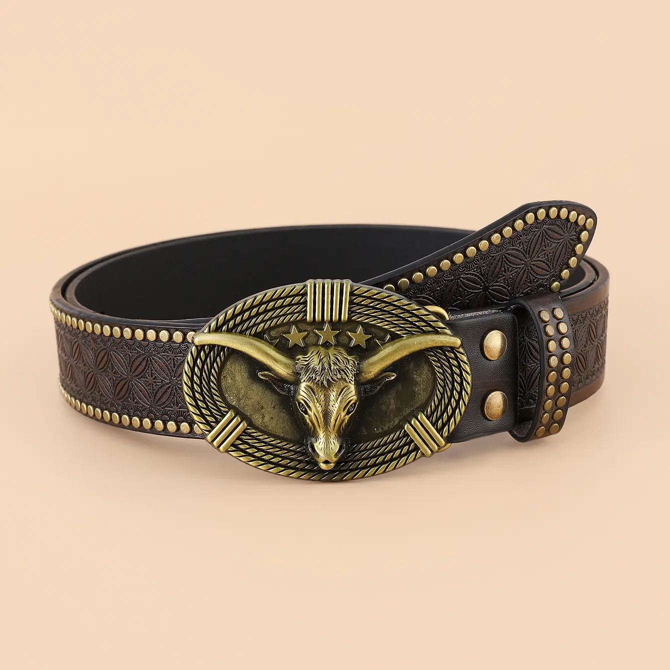 Western Denim Belt Niuron Big Slab Retro Men's Punk PU Belt โ feature 21