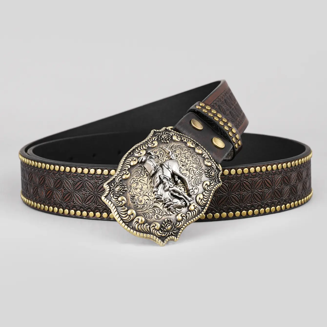 Western Denim Belt Niuron Big Slab Retro Men's Punk PU Belt โ feature 25