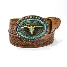 Western Denim Belt Niuron Big Slab Retro Men's Punk PU Belt โ feature 3