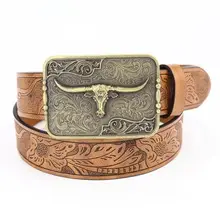 Western Denim Belt Niuron Big Slab Retro Men's Punk PU Belt โ feature 4