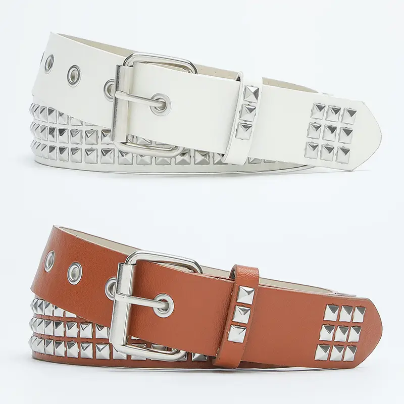 Punk Men Belt with Diamond Stickers & Metal Buckles - Image 6