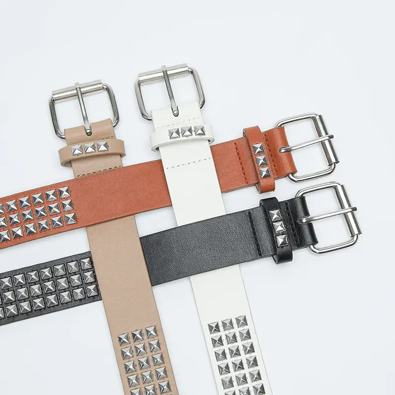 Punk Men Belt with Diamond Stickers & Metal Buckles - Image 7