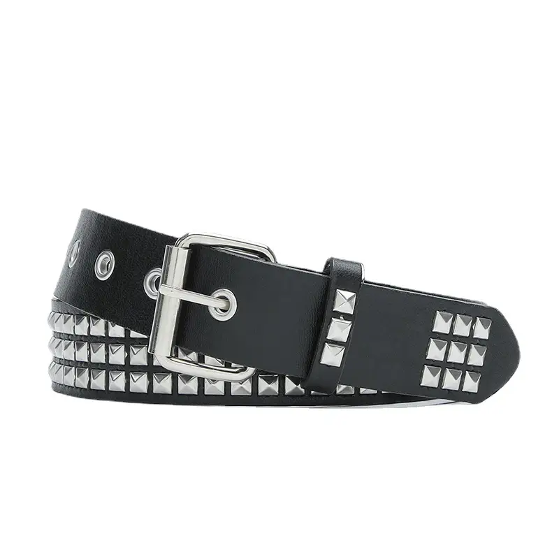 Punk Men Belt with Diamond Stickers & Metal Buckles - Image 9