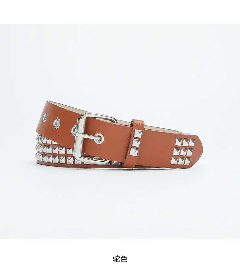 Punk Men Belt with Diamond Stickers & Metal Buckles — feature 9