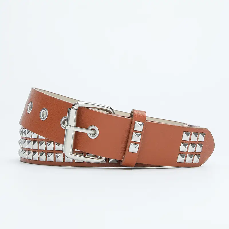 Punk Men Belt with Diamond Stickers & Metal Buckles