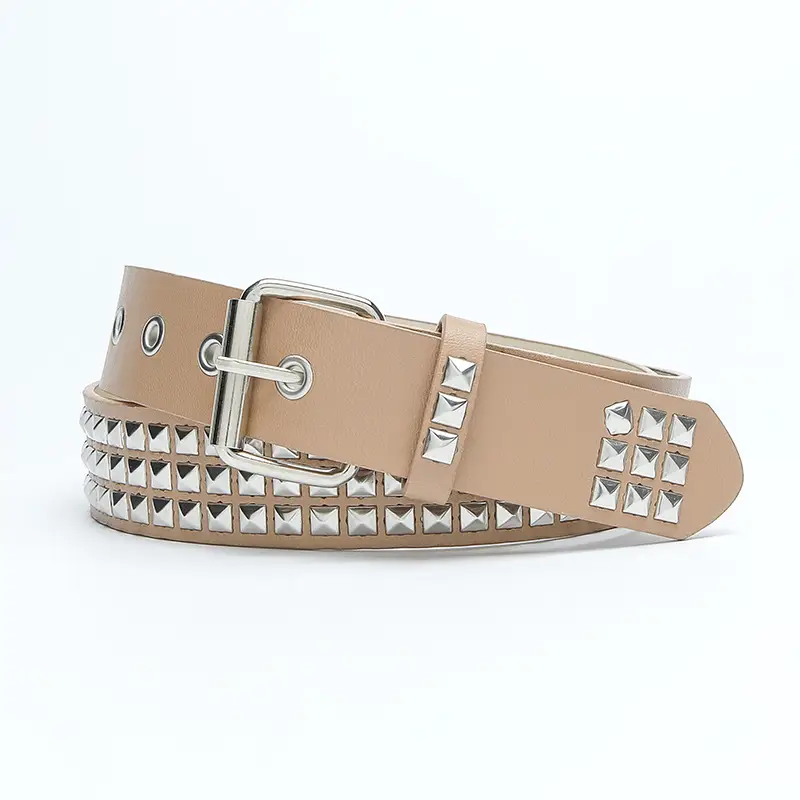 Punk Men Belt with Diamond Stickers & Metal Buckles - Image 2
