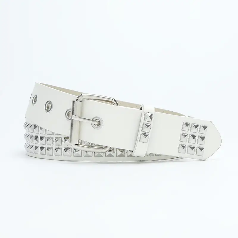 Punk Men Belt with Diamond Stickers & Metal Buckles - Image 4