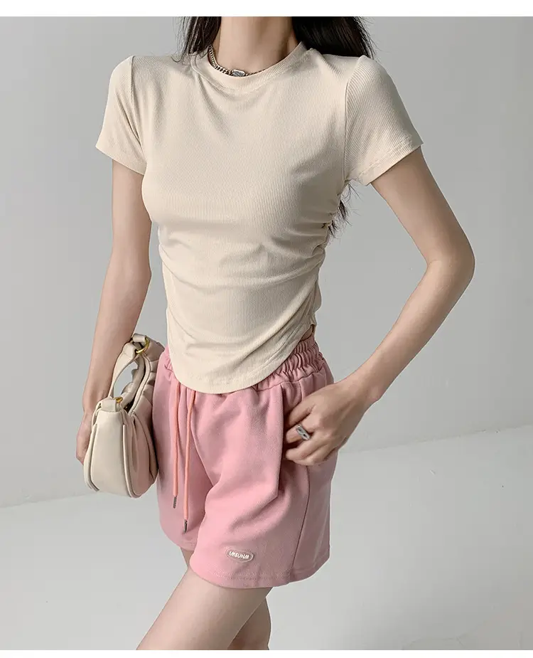 Women Gray Crewneck T-Shirt Slim Fit Summer Top — feature 10