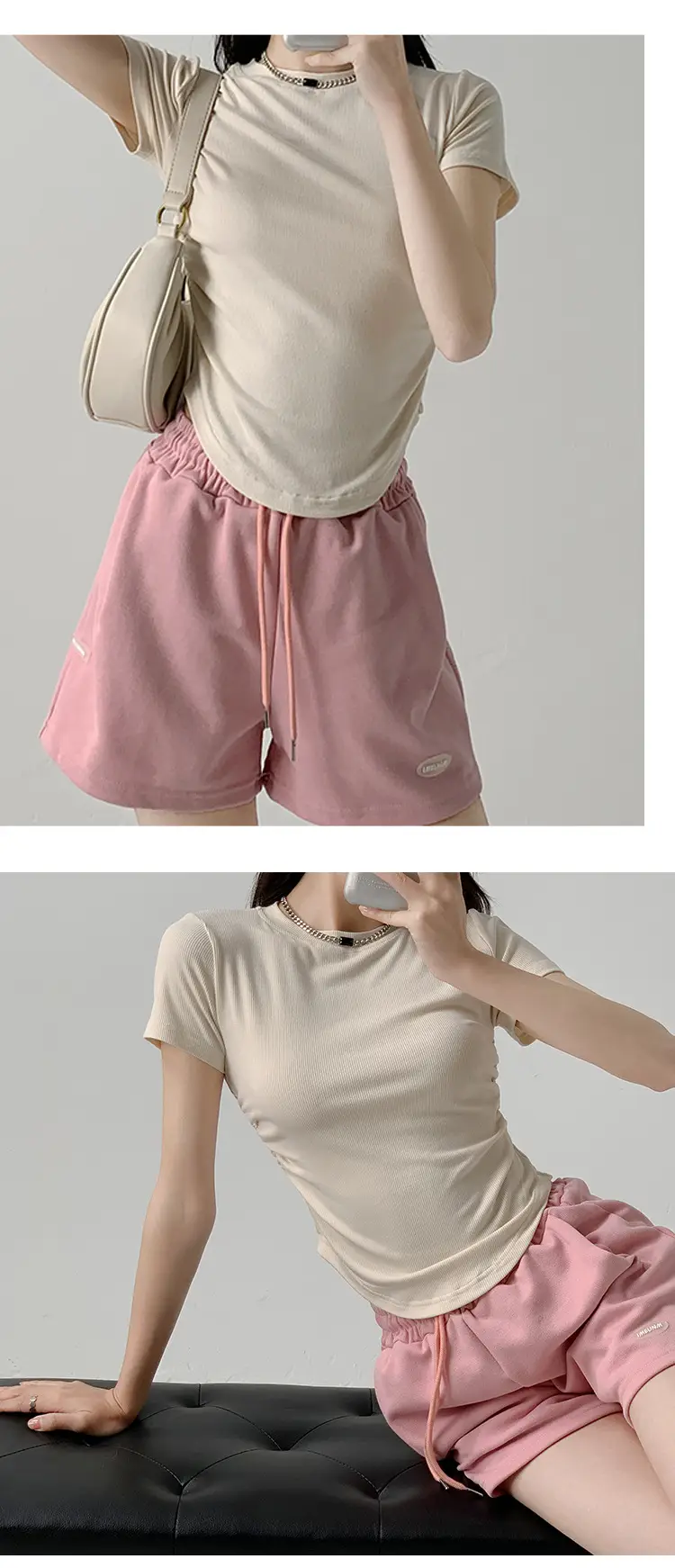 Women Gray Crewneck T-Shirt Slim Fit Summer Top — feature 11