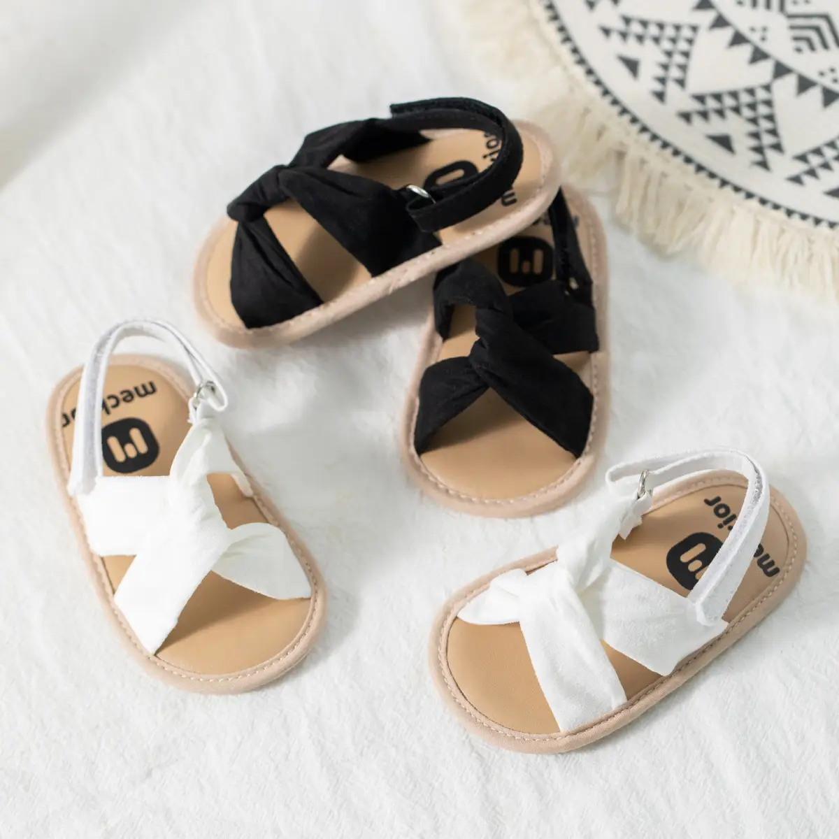 Baby Open Toe Sandals White Soft Sole Toddler Shoes
