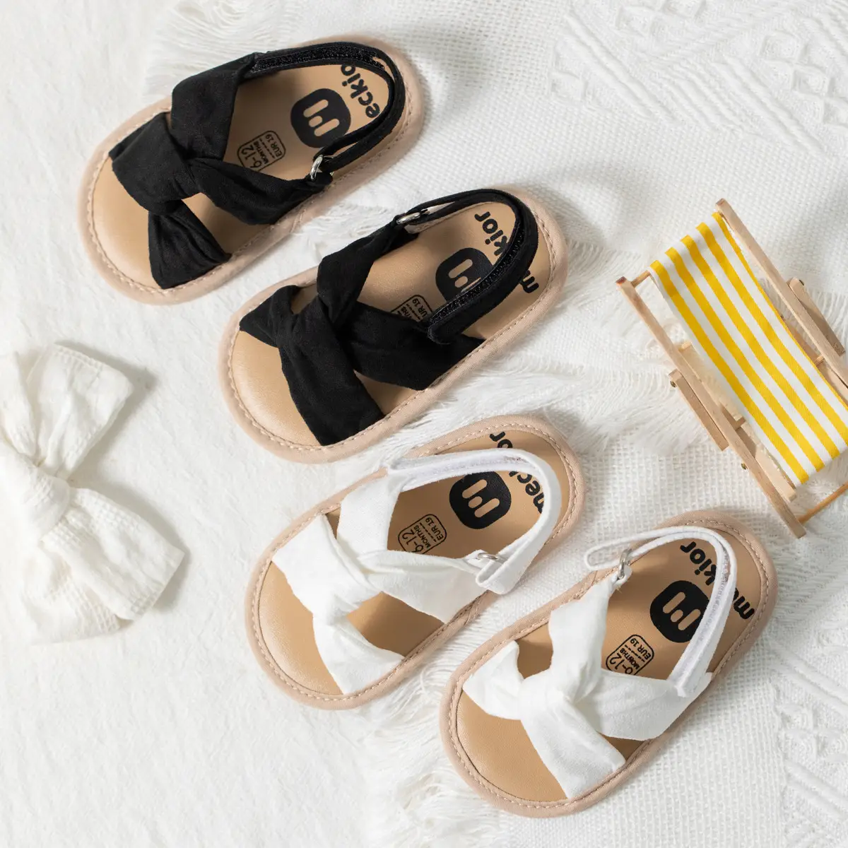 Baby Open Toe Sandals White Soft Sole Toddler Shoes