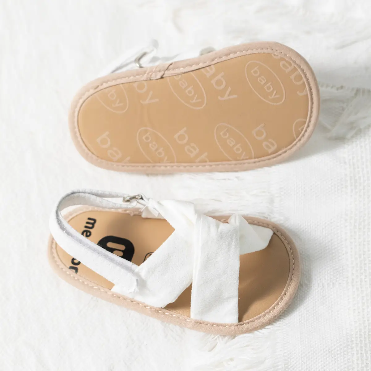 Baby Open Toe Sandals White Soft Sole Toddler Shoes