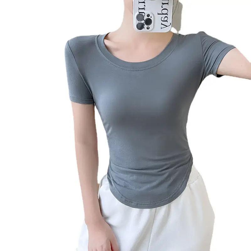 White Short Sleeve T-Shirt with Fan Bottom & Modal Fabric - Image 7