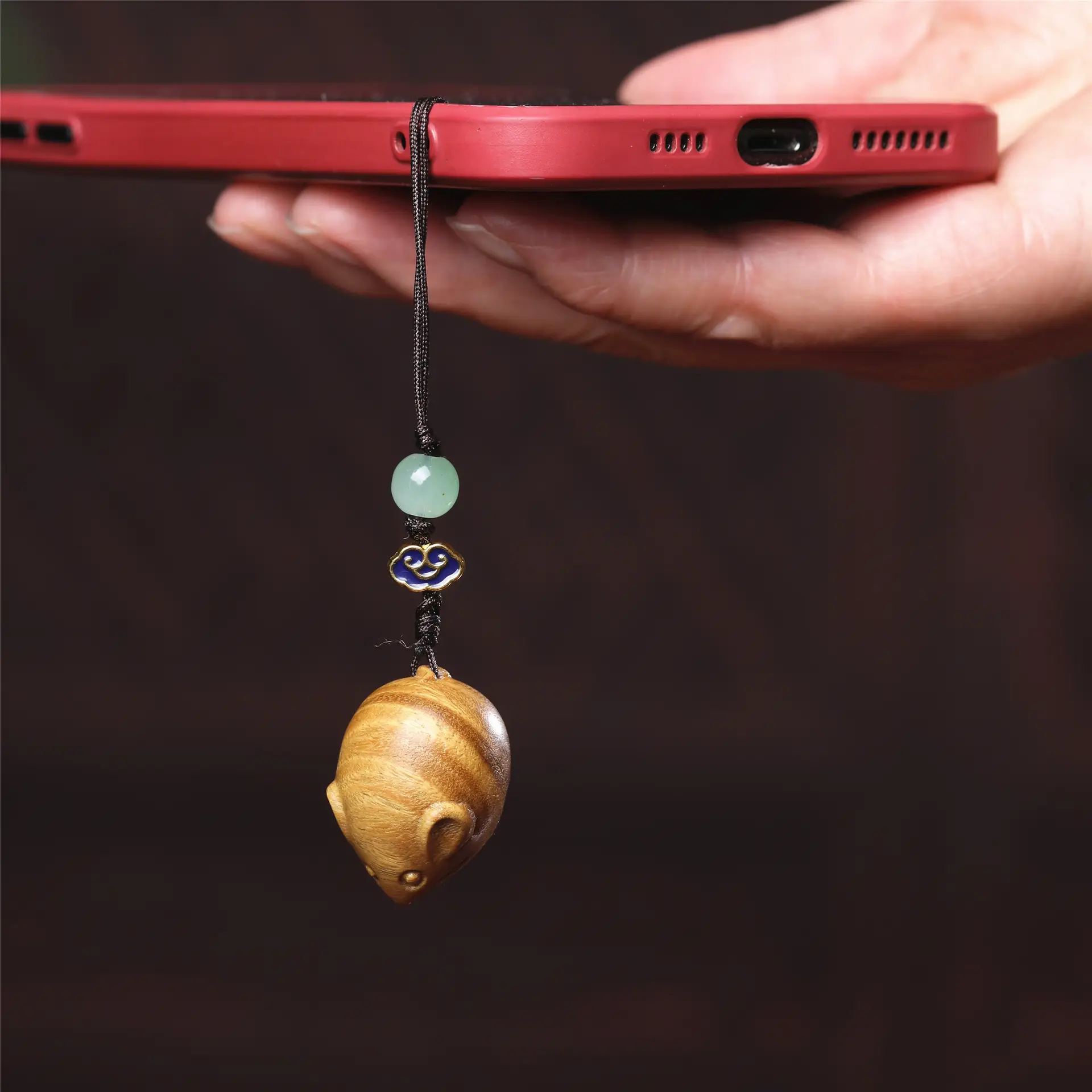 Black Zodiac Mouse Mobile Phone Pendant Jewelry Keychain - Image 6