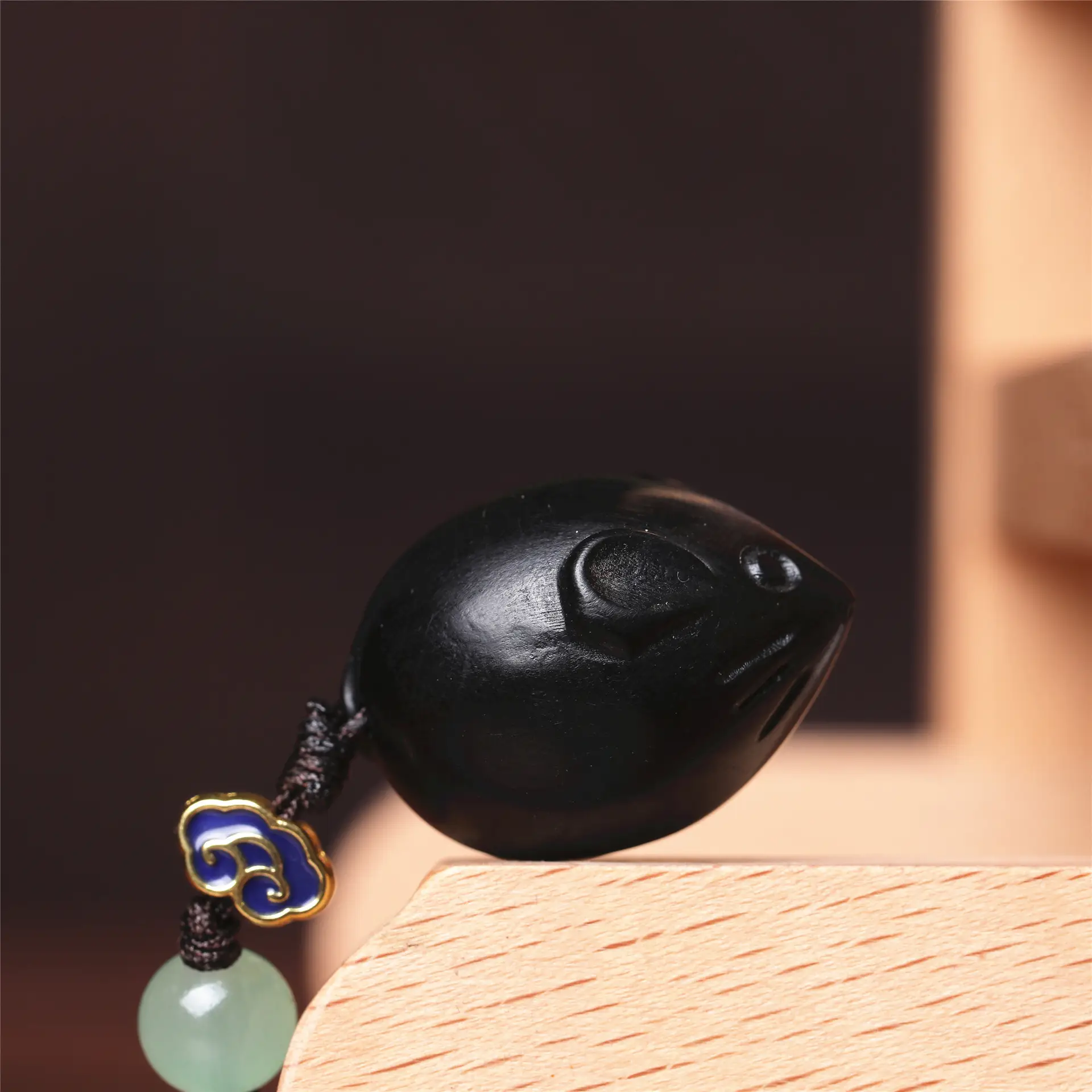 Black Zodiac Mouse Mobile Phone Pendant Jewelry Keychain - Image 2