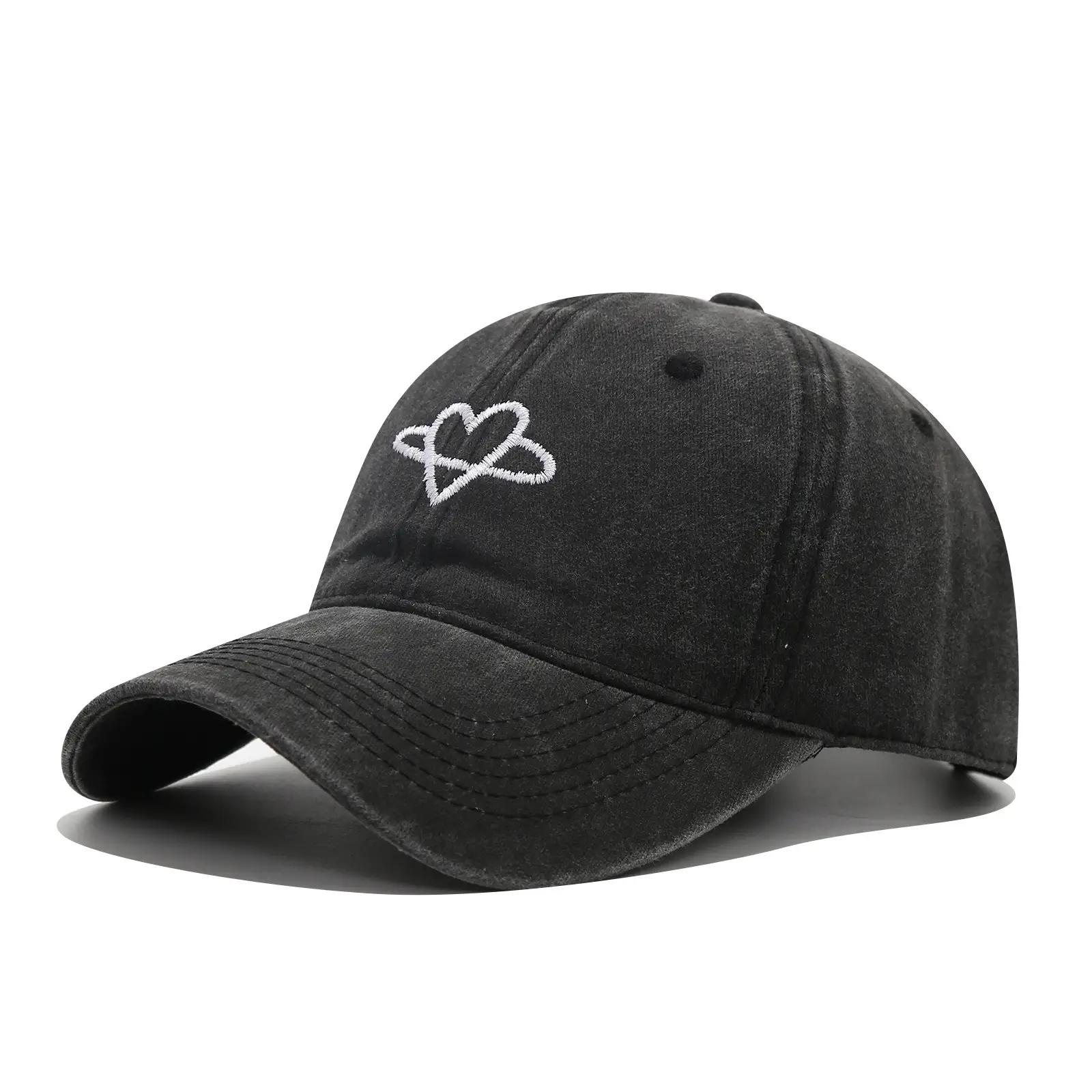 Black Heart Embroidered Baseball Cap for Women Men - Image 8
