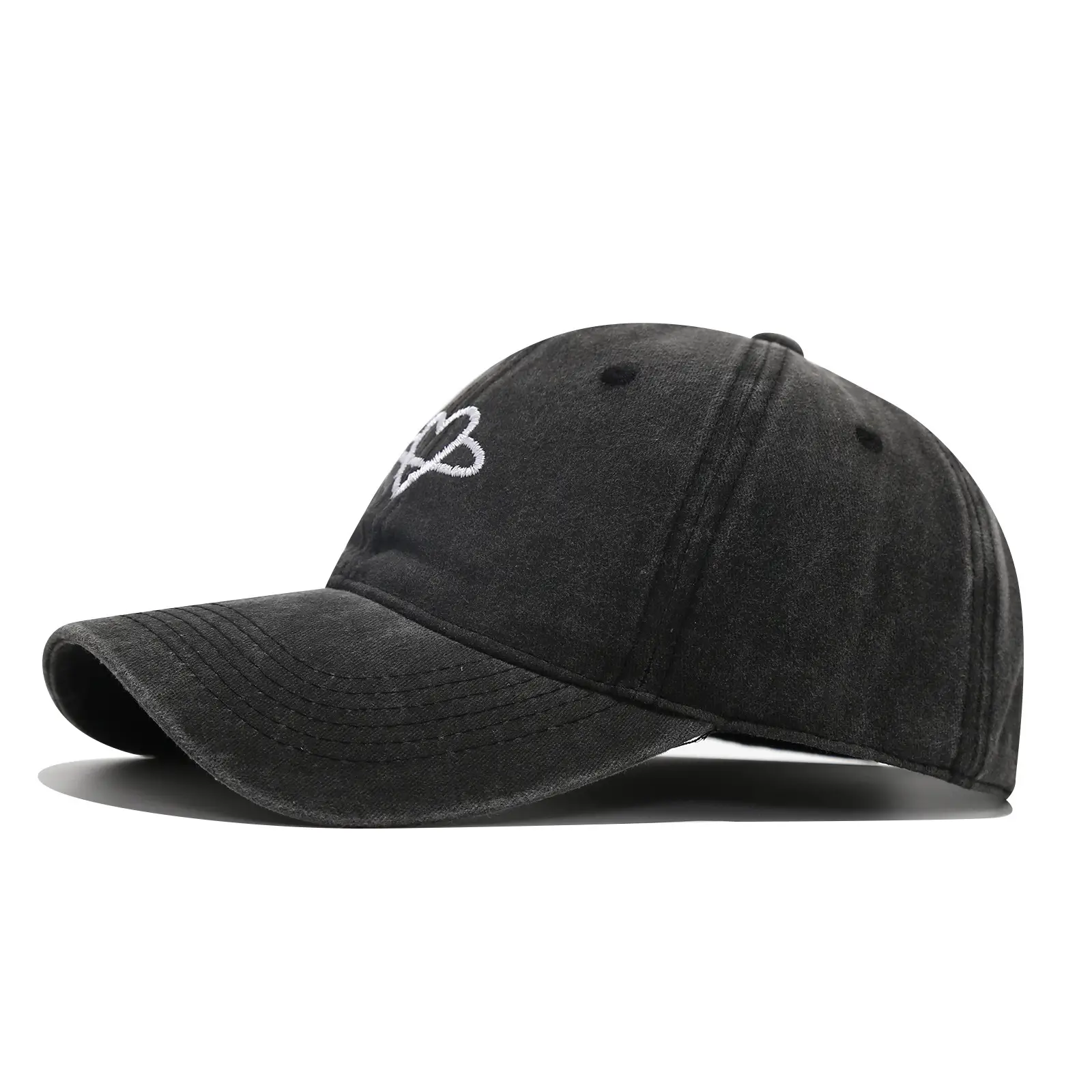 Black Heart Embroidered Baseball Cap for Women Men - Image 9