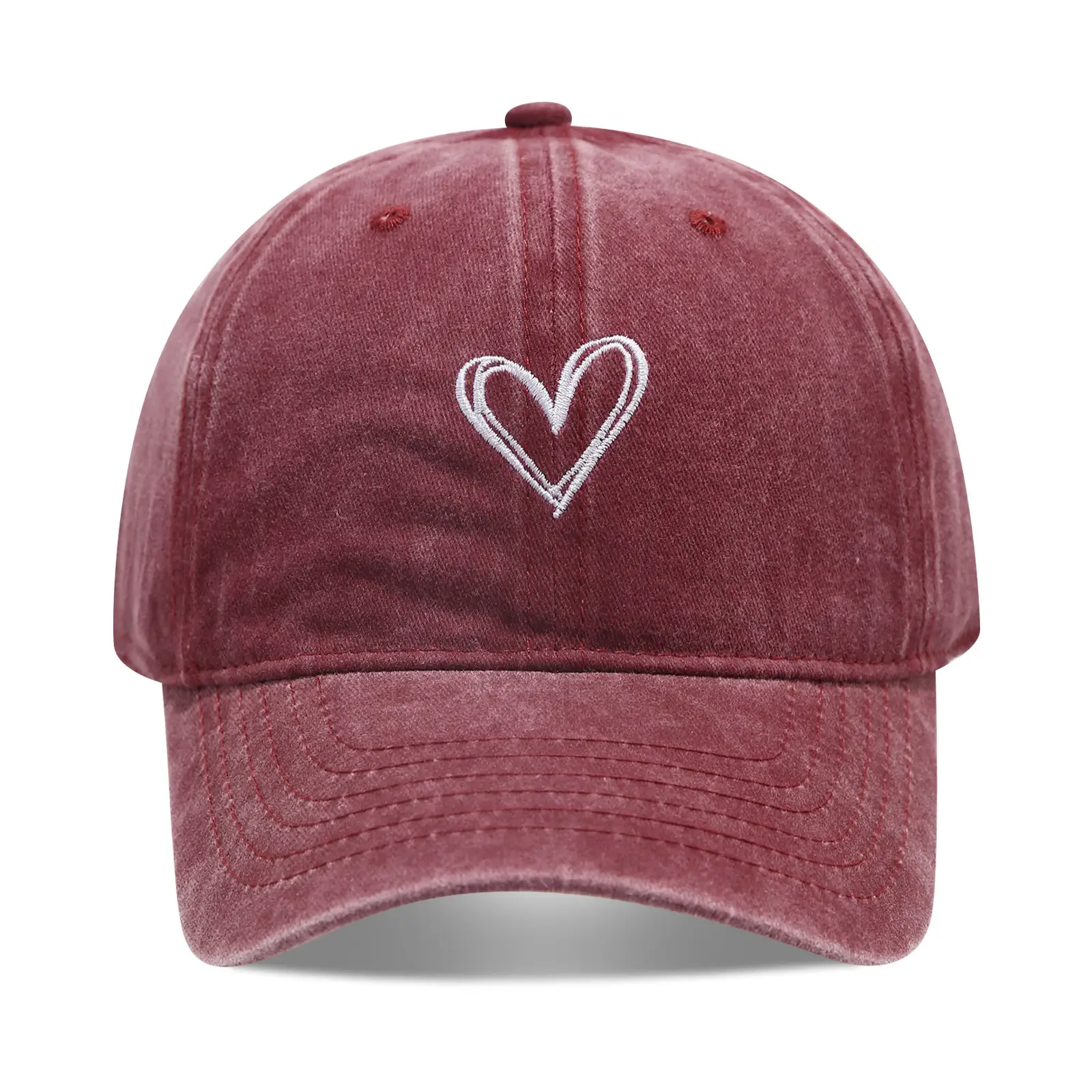Black Heart Embroidered Baseball Cap for Women Men — feature 5