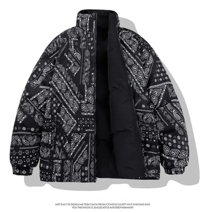 Winter Cashew Flower Padded Coat for Men Women — feature 13