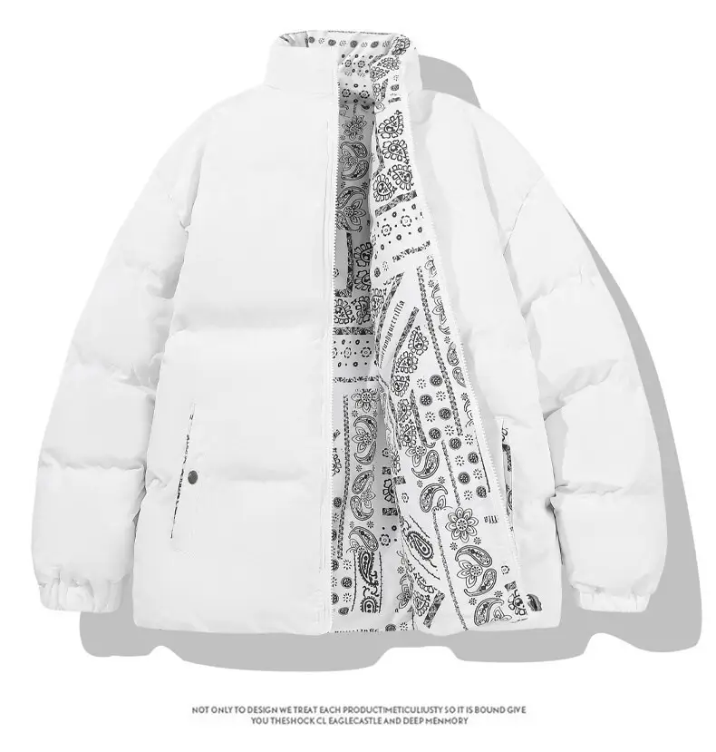 Winter Cashew Flower Padded Coat for Men Women — feature 14