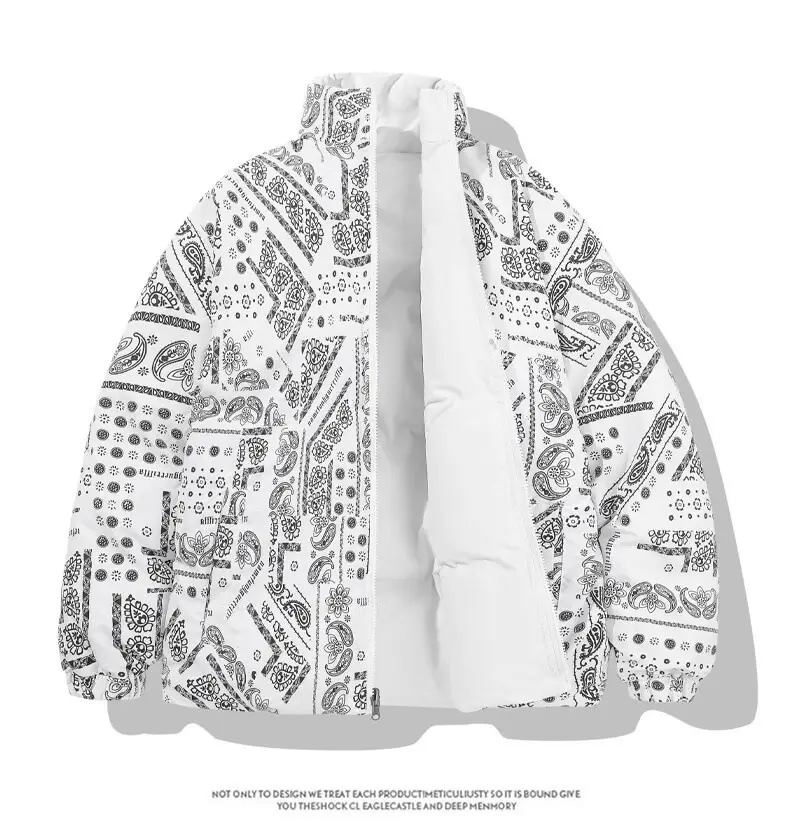 Winter Cashew Flower Padded Coat for Men Women — feature 15
