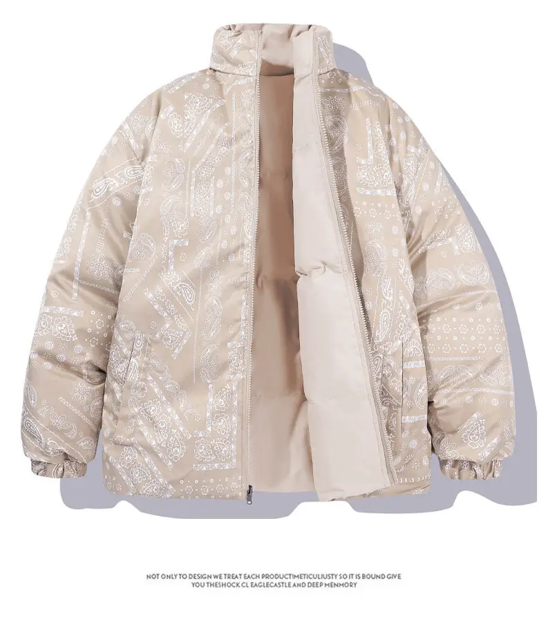 Winter Cashew Flower Padded Coat for Men Women — feature 17