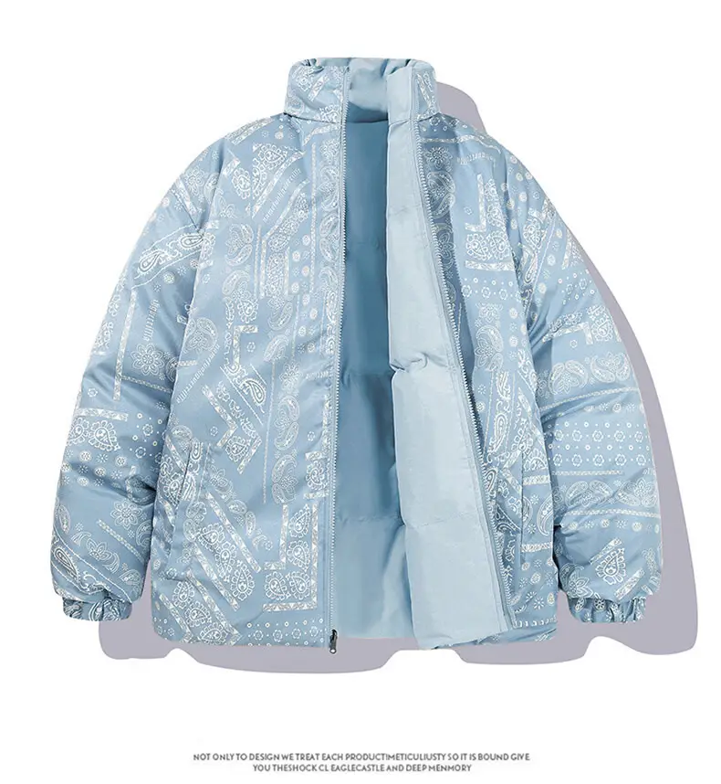 Winter Cashew Flower Padded Coat for Men Women — feature 19