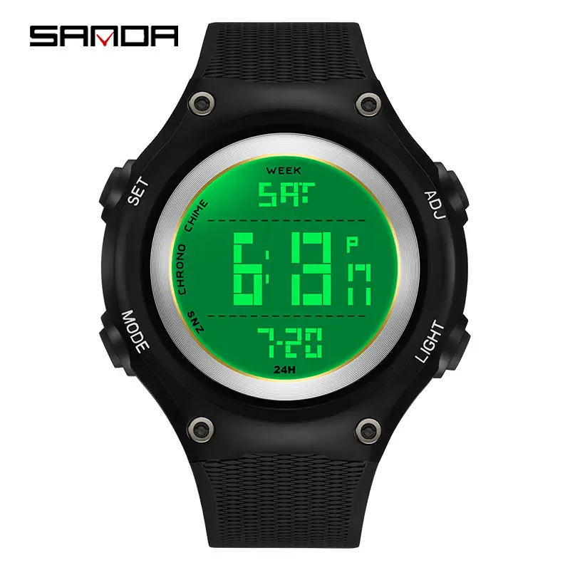 Sanda Black Digital Analog Watch with 24/7 Display - Image 6