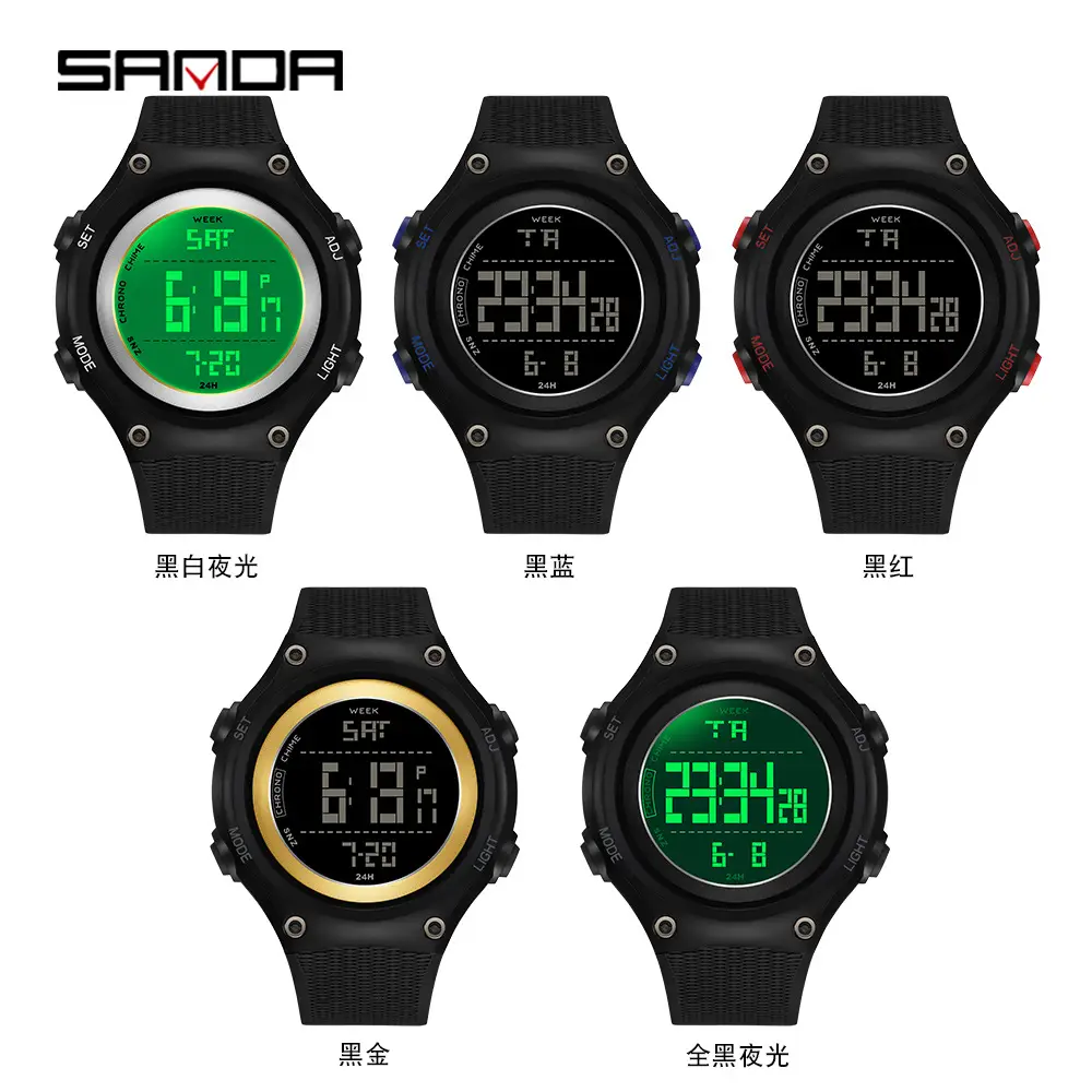 Sanda Black Digital Analog Watch with 24/7 Display - Image 9