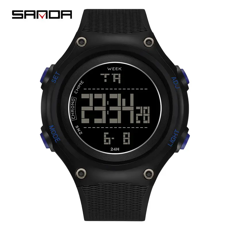Sanda Black Digital Analog Watch with 24/7 Display - Image 10