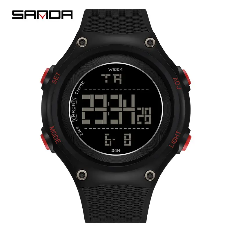 Sanda Black Digital Analog Watch with 24/7 Display - Image 4