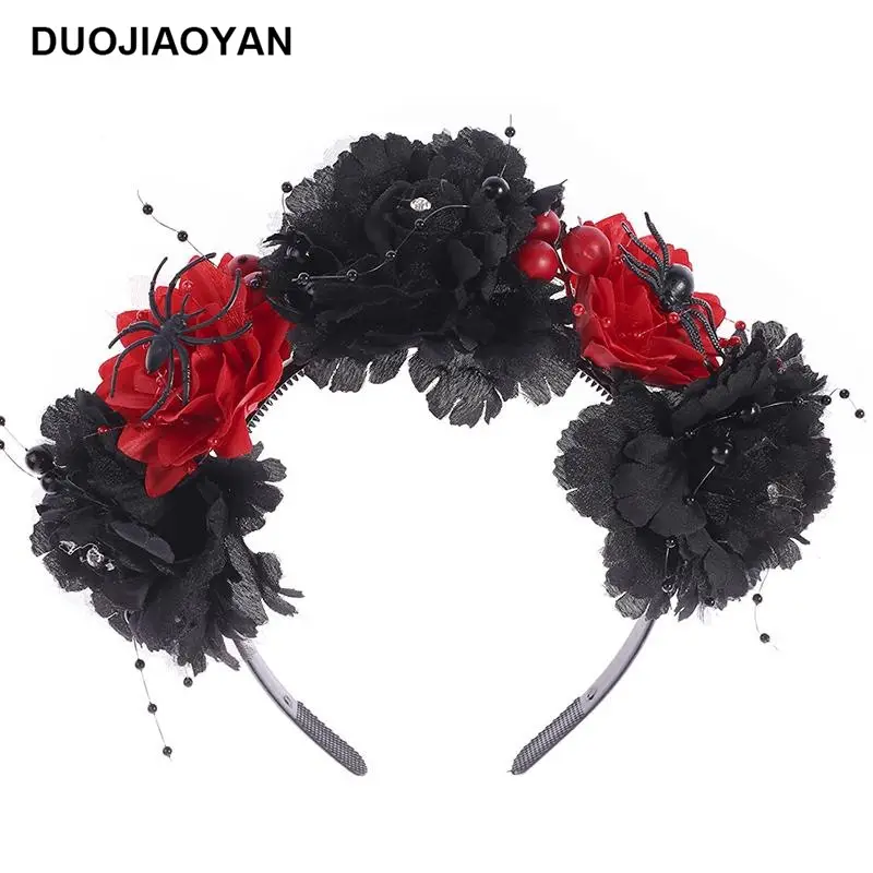 Blue White Rose Headband for Cosplay Party & Halloween - Image 2