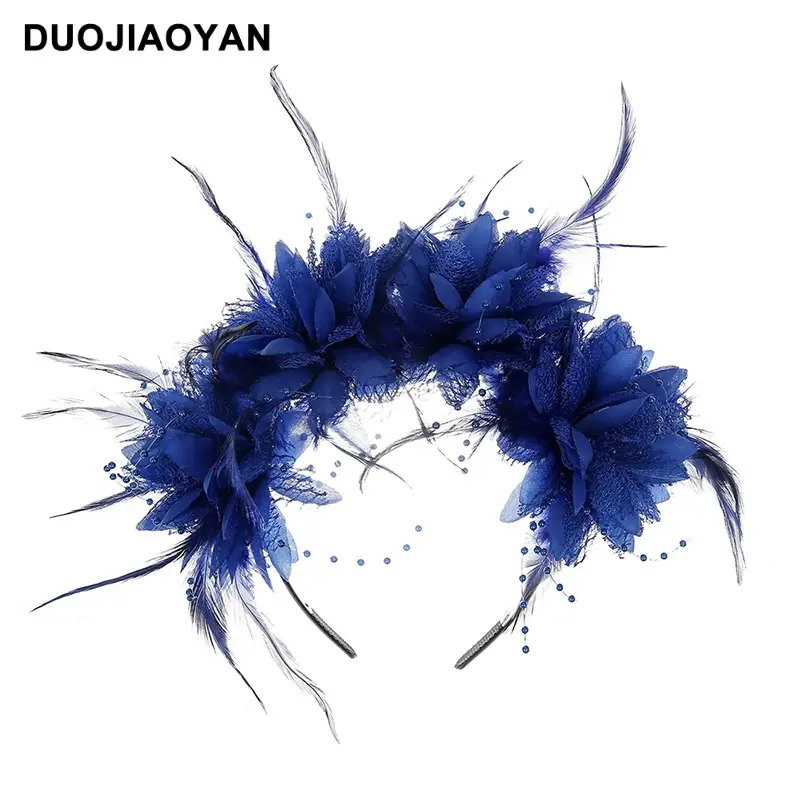 Blue White Rose Headband for Cosplay Party & Halloween - Image 28