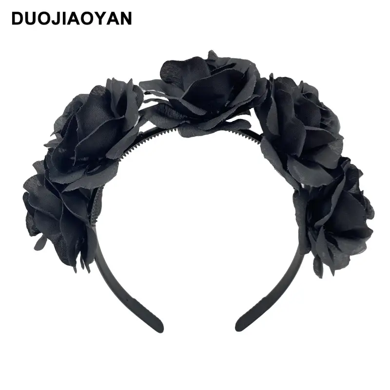 Blue White Rose Headband for Cosplay Party & Halloween - Image 3