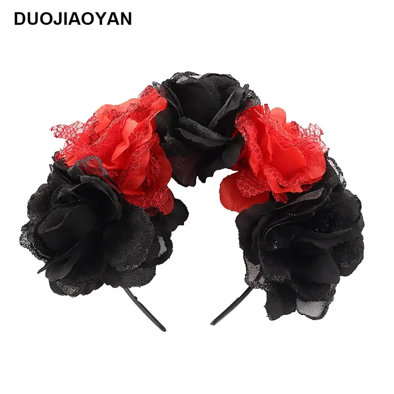 Blue White Rose Headband for Cosplay Party & Halloween - Image 4