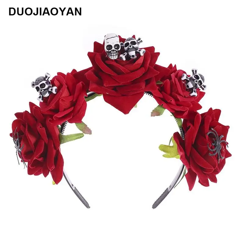 Blue White Rose Headband for Cosplay Party & Halloween - Image 7