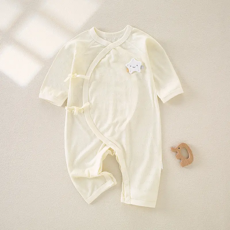 Baby Modal Summer Jumpsuit White Elastic Newborn - Image 2