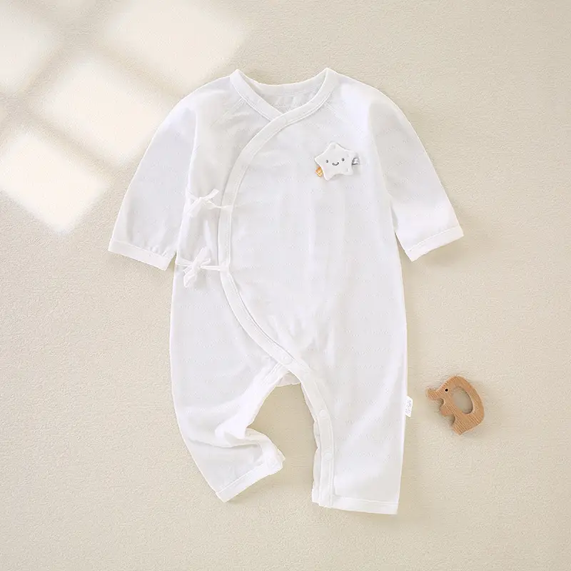 Baby Modal Summer Jumpsuit White Elastic Newborn - Image 4