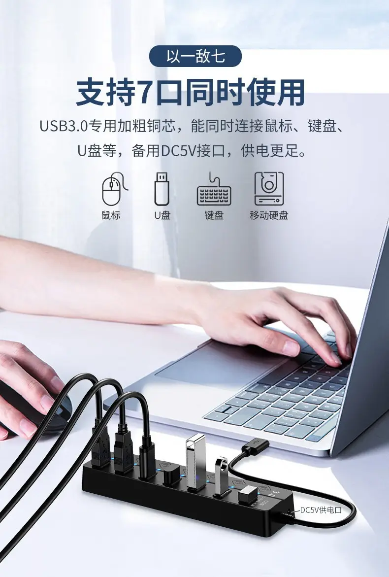 7-Port USB3.0 Hub with Diamond Button โ feature 2