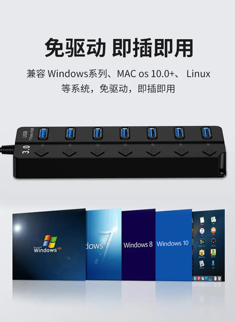 7-Port USB3.0 Hub with Diamond Button โ feature 7
