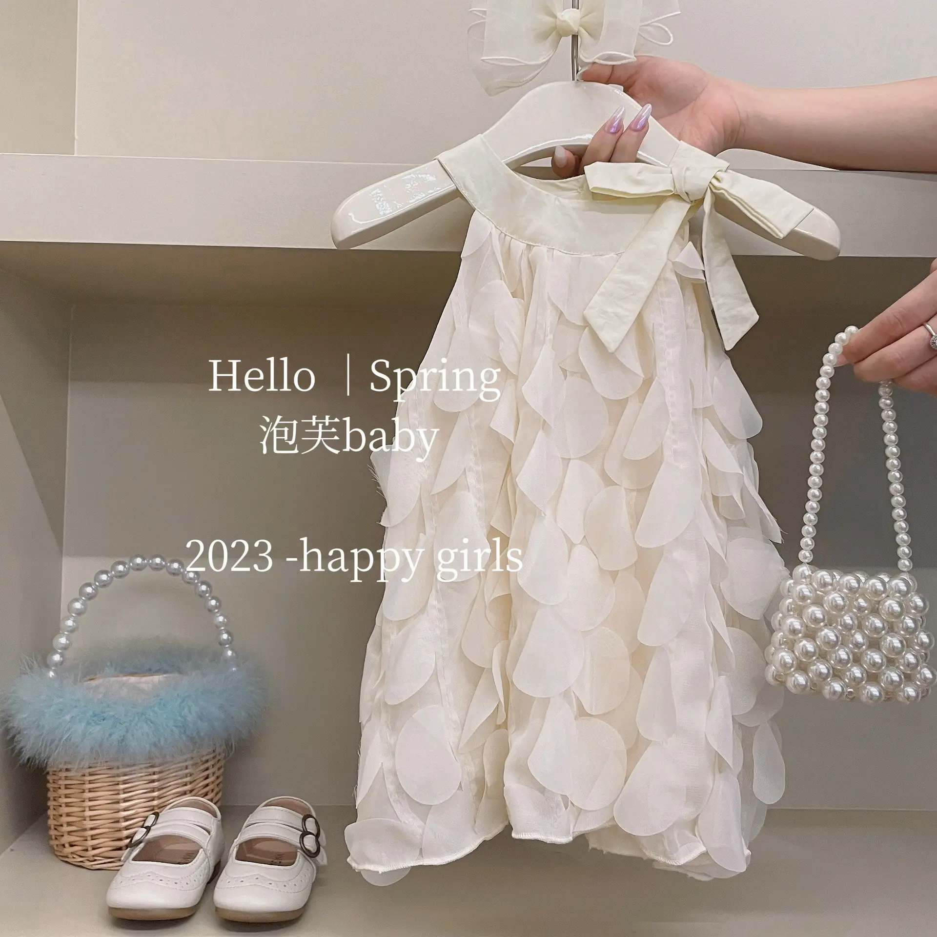 Girls' Dress 2023 Summer Princess Style White Ruffled - Image 3
