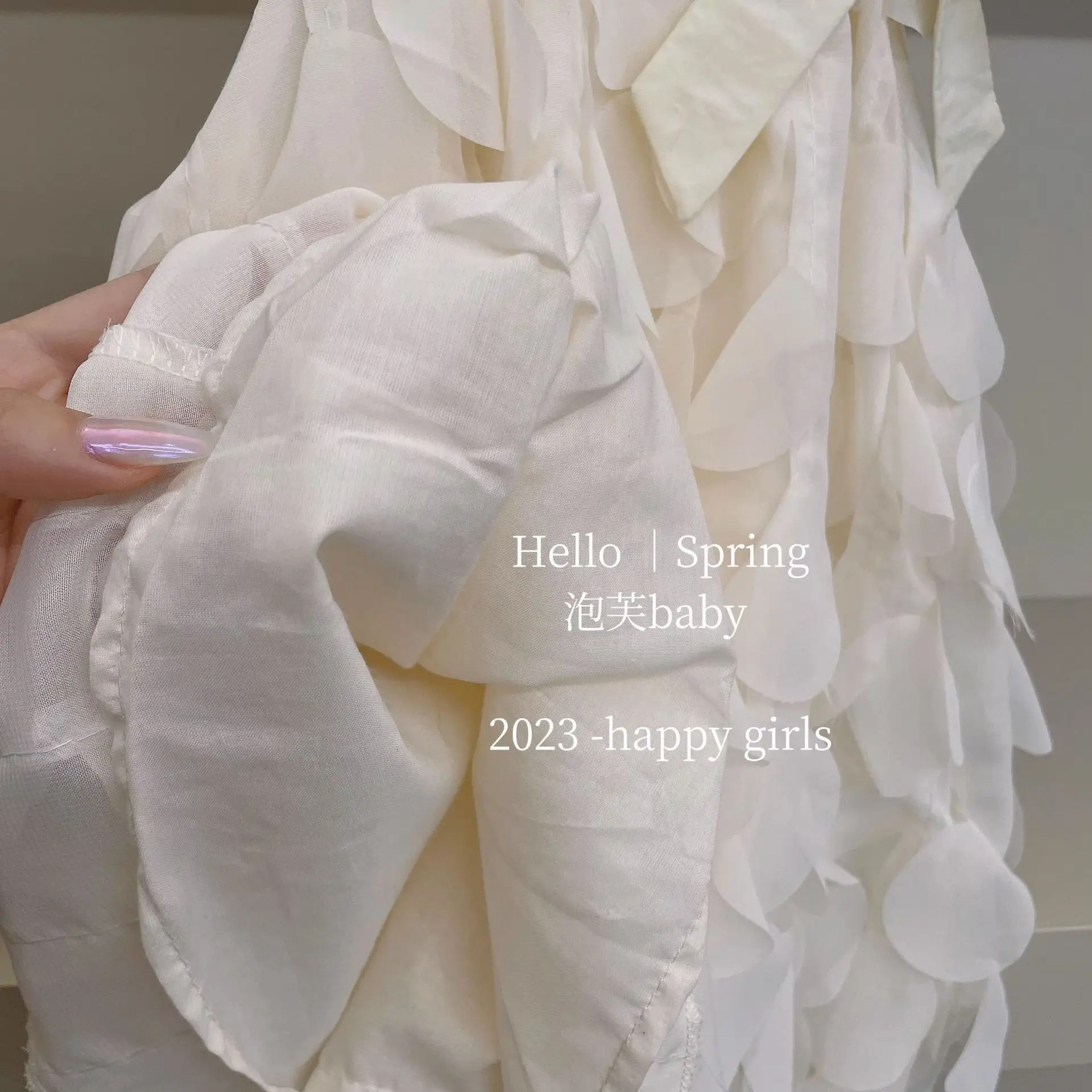 Girls' Dress 2023 Summer Princess Style White Ruffled - Image 5