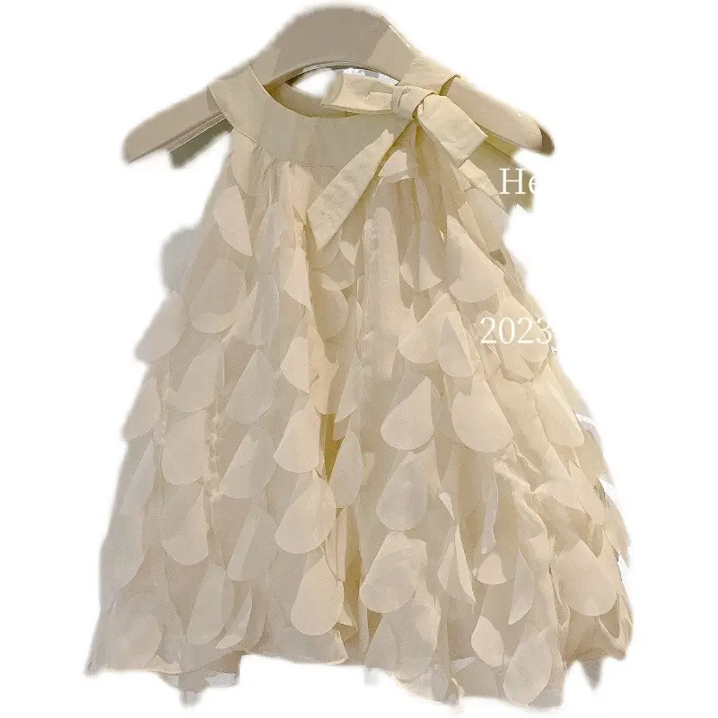 Girls' Dress 2023 Summer Princess Style White Ruffled - Image 6