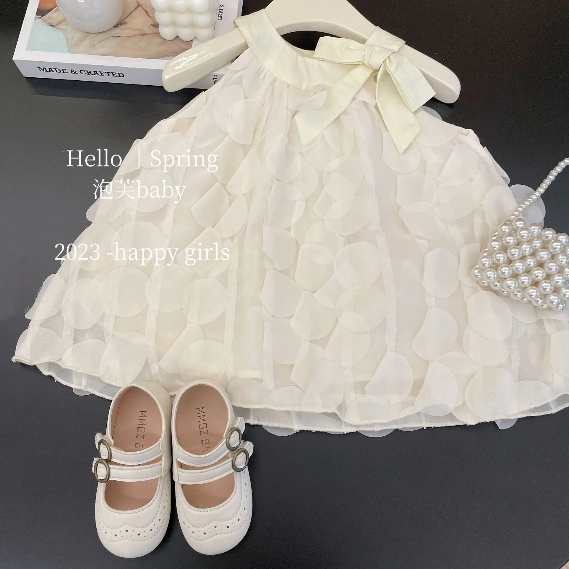 Girls' Dress 2023 Summer Princess Style White Ruffled — feature 11
