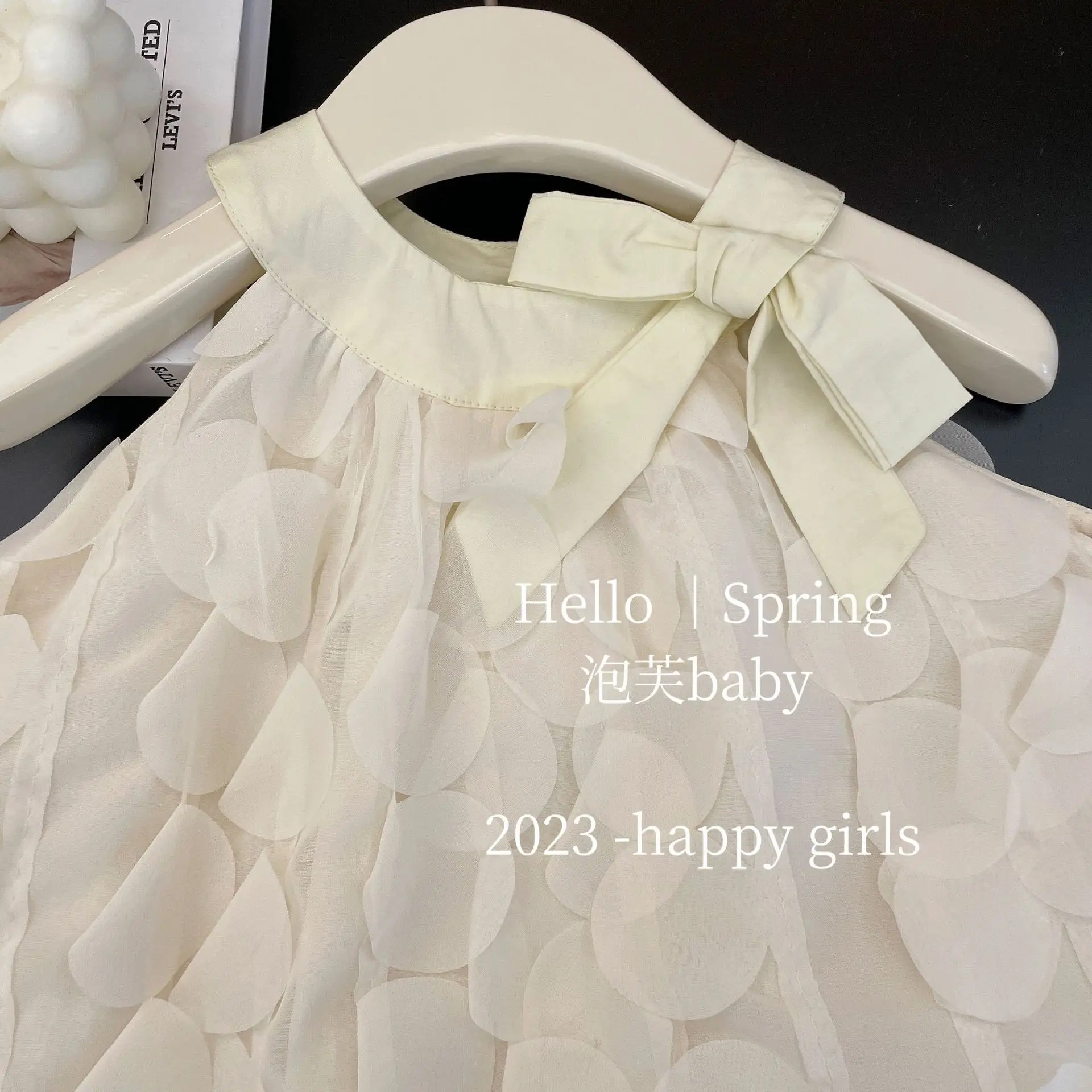 Girls' Dress 2023 Summer Princess Style White Ruffled — feature 12