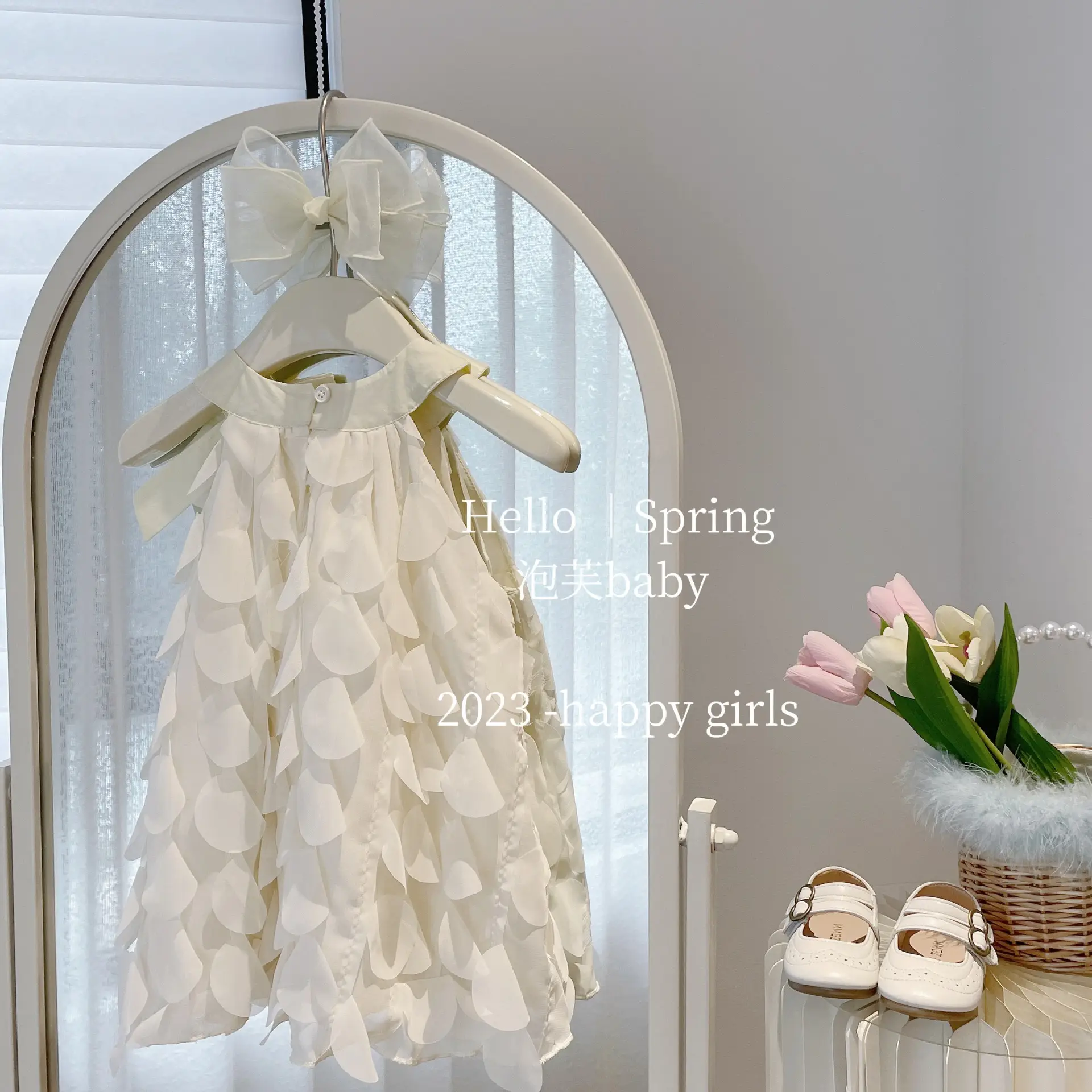 Girls' Dress 2023 Summer Princess Style White Ruffled — feature 5