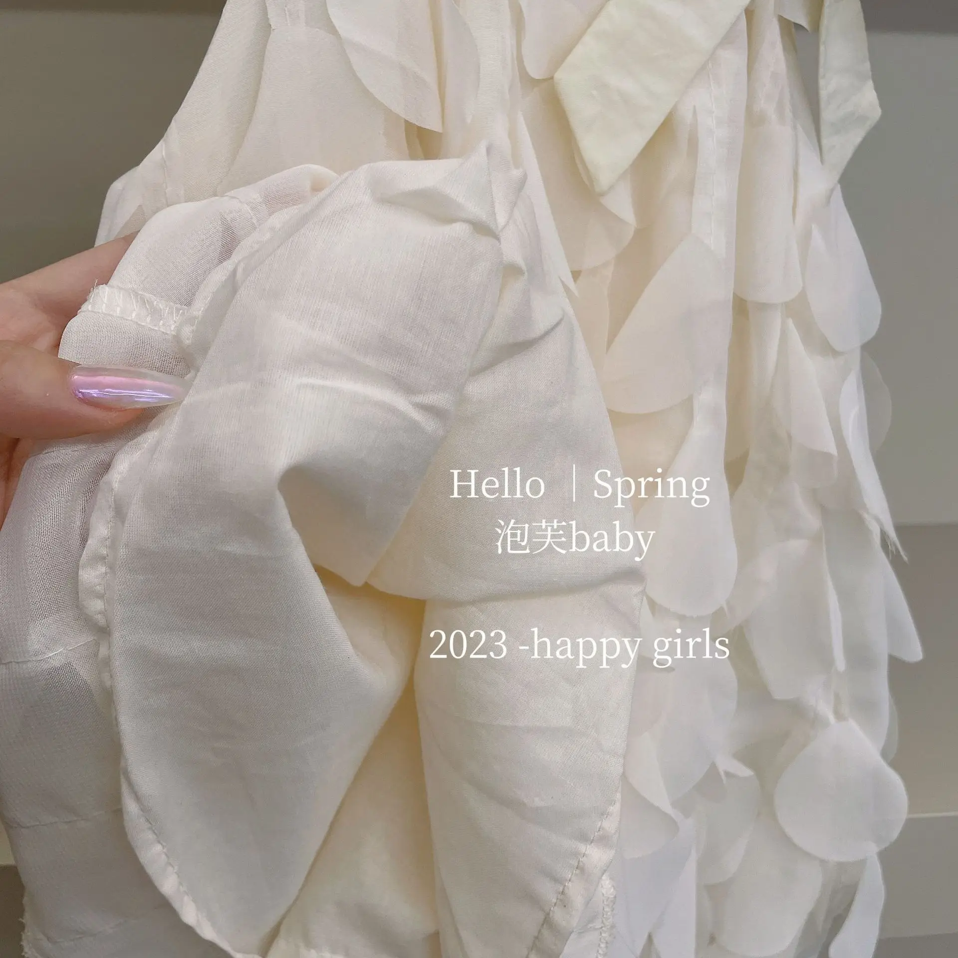 Girls' Dress 2023 Summer Princess Style White Ruffled — feature 9
